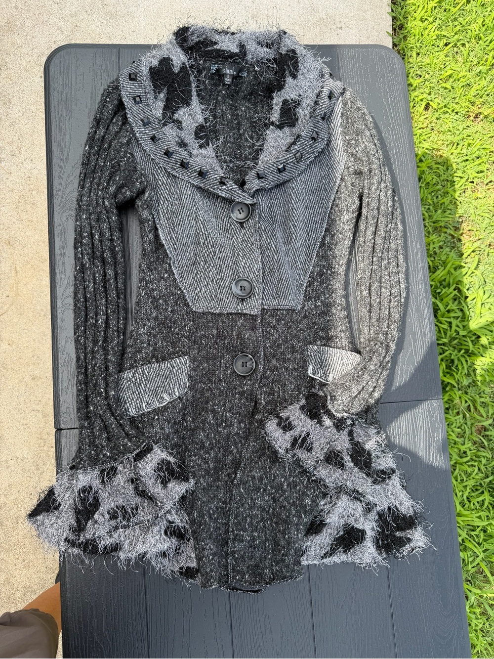 Whimsy goth leopard and studded cardigan